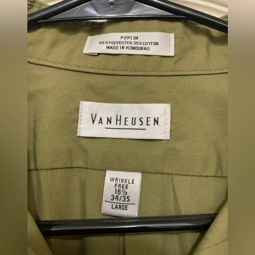 Mens Van Heusen Olive Size 16 1/2 Large 34/35 Shirt - Picture 3 of 3